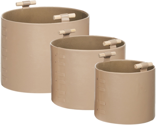 Aufbewahrungskorb 3er Set ARAM Kunstleder Beige