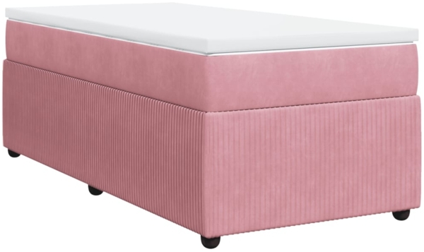 vidaXL Boxspringbett mit Matratze Rosa 100x200 cm Samt 3285625