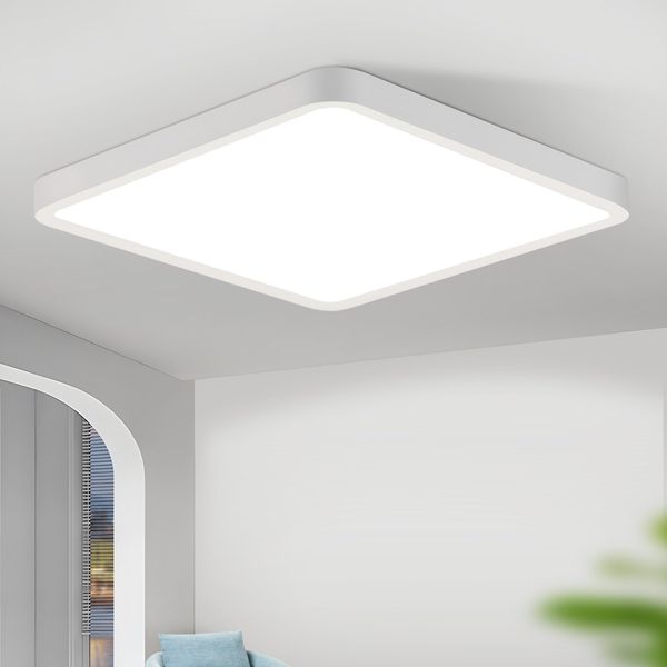 ZMH Flache LED-Deckenleuchte 23CM 6500K 18W Quadratisch Schlafzimmer Weiß LED Fest integriert