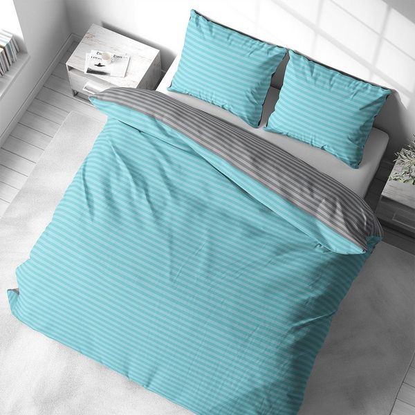 Visaggio Bettwäsche Baumwolle 135x200, 155x200, 155x220, 200x200, 200x220 oder 240x220, Renforcé, 3 teilig, Stripe Wendebettwäsche Streifen, mit Reißverschluss