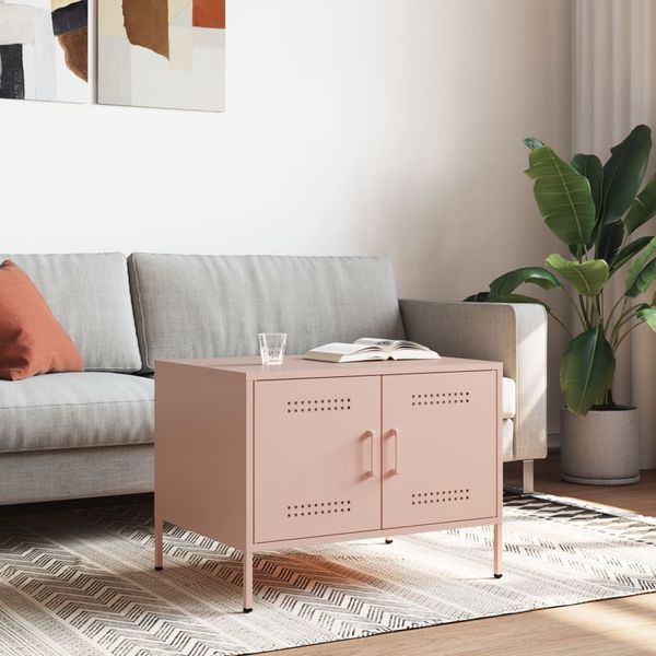 Couchtisch, Sofatisch Rosa 68x50x50,5 cm Stahl