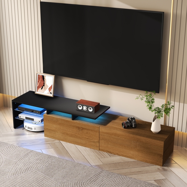 Modernes TV-Schrank,170×33×33.5 cm,Holz und Schwarz,modernes Design, viel Stauraum