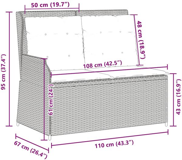 vidaXL Gartenbank Braun Poly-Rattan 3394450 Bild 9