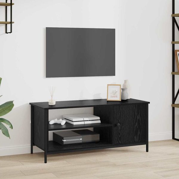 TV-Schrank, TV-Lowboard Schwarz Eichen-Optik 100x40x45 cm Holzwerkstoff