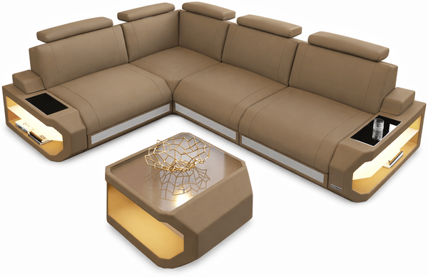 Stoff Ecksofa Siena L Form - Mikrofaserstoff - cappuccino-weiß - Links