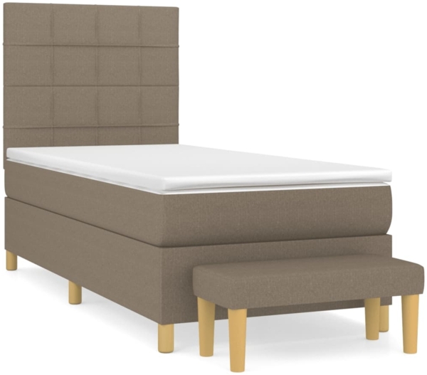 vidaXL Boxspringbett mit Matratze Stoff Taupe 80x200 cm, Härtegrad: H2 [3137113]