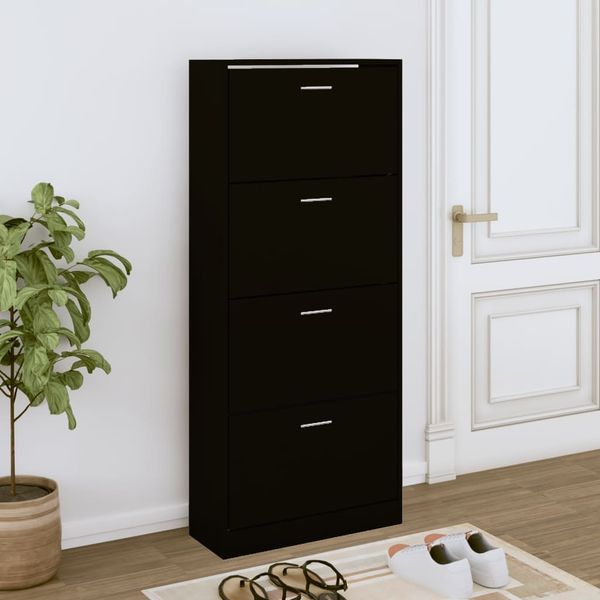 vidaXL Schuhschrank Schwarz 63x24x147 cm Holzwerkstoff 342544