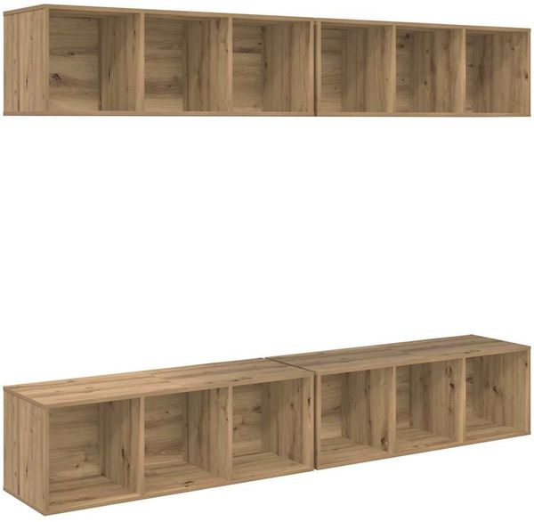 vidaXL TV-Schrankset Wandmontiert 4 pcs Artisan-Eiche 37 x 37 x 107 cm 3393536 Bild 2