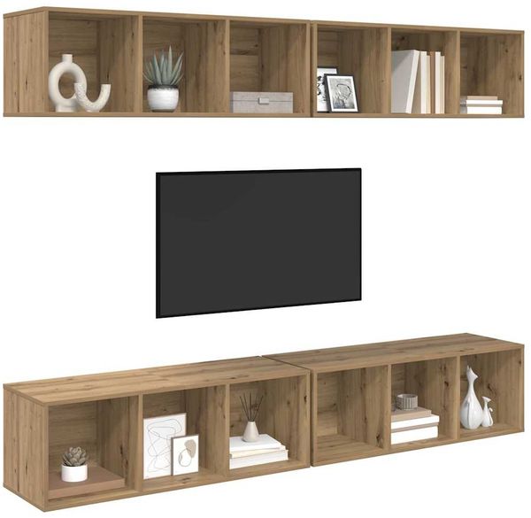 vidaXL TV-Schrankset Wandmontiert 4 pcs Artisan-Eiche 37 x 37 x 107 cm 3393536 Bild 3