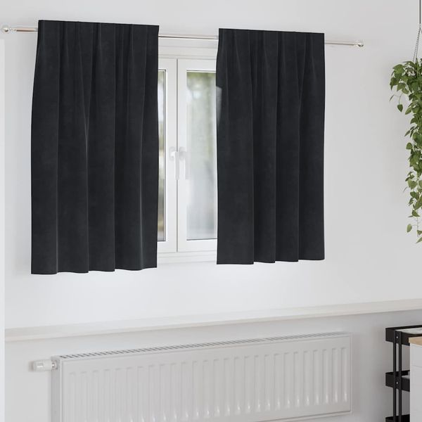 vidaXL Verdunkelungsvorhänge 2 pcs Schwarz 140 x 140 cm Samt 4107168