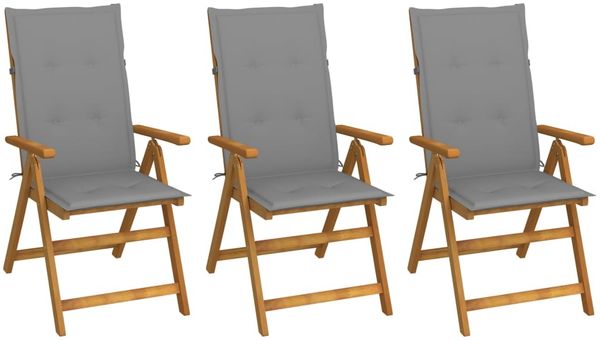 vidaXL Klappbare Gartenstühle 3 Stk. mit Auflagen Massivholz Akazie 3064090