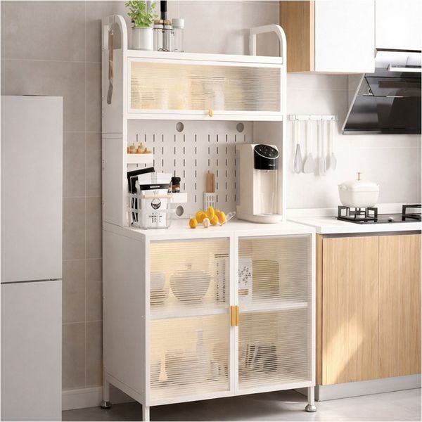 HTI-Living Küchenbuffet mit Stauraum und Arbeitsfläche Metall Weiß (1 Stück, 1-St, 1 Küchenschrank) Küchenschrank