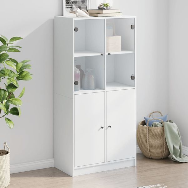 Highboard, BuffetSchrank, Büroschrank mit Türen Weiß 68x37x142 cm Holzwerkstoff