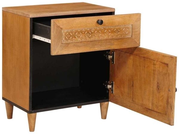 vidaXL Nachttisch mit Tür Hellbraun 50 x 33 x 60 cm Massivholz Akazie 4018088