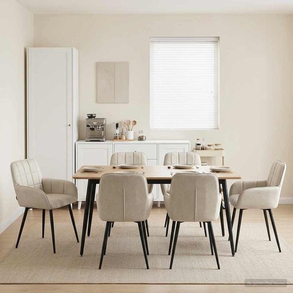 vidaXL Esszimmerstühle 6 pcs Samt (V) Creme 57 x 50 x 85 cm 3428181