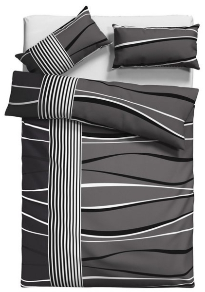 my home Bettwäsche Renu in Gr. 135x200 oder 155x220 cm, Biber, 2 teilig, Bettwäsche aus Baumwolle, grafische Bettwäsche mit Wellen-Design Bild 4