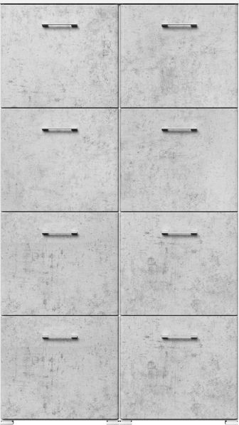Schuhschrank Emotion 8 Klappen 32 Paar 105x187 cm Weiss-Beton : Weissmatt / Beton Bild 7