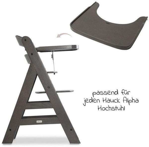 Hauck Alpha Wooden Tray Hochstuhlschale Holzkohle Holz Monochromatisch Traditioneller Hochstuhl Junge/Mädchen