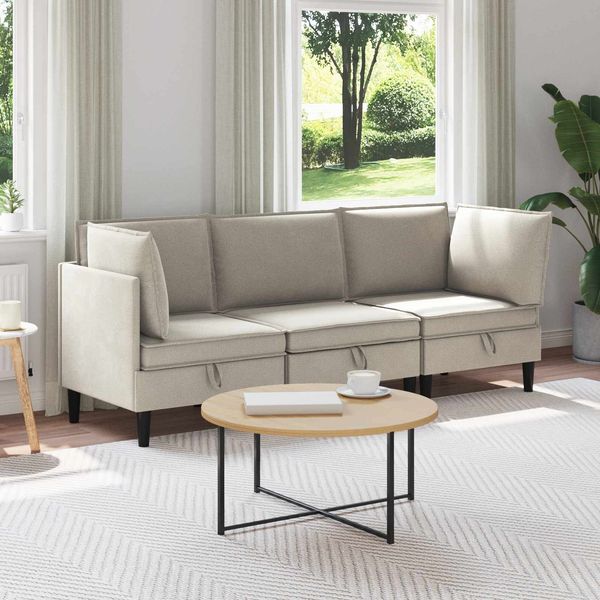vidaXL Wohnzimmergarnitur 3 pcs Hafer Stoff 3413783