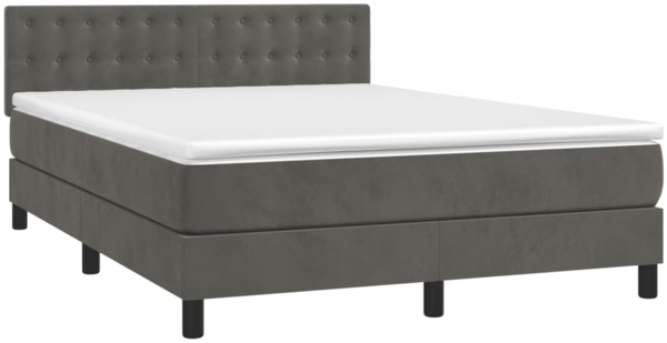 vidaXL Boxspringbett mit Matratze Dunkelgrau 140x200 cm Samt 3141546 Bild 2