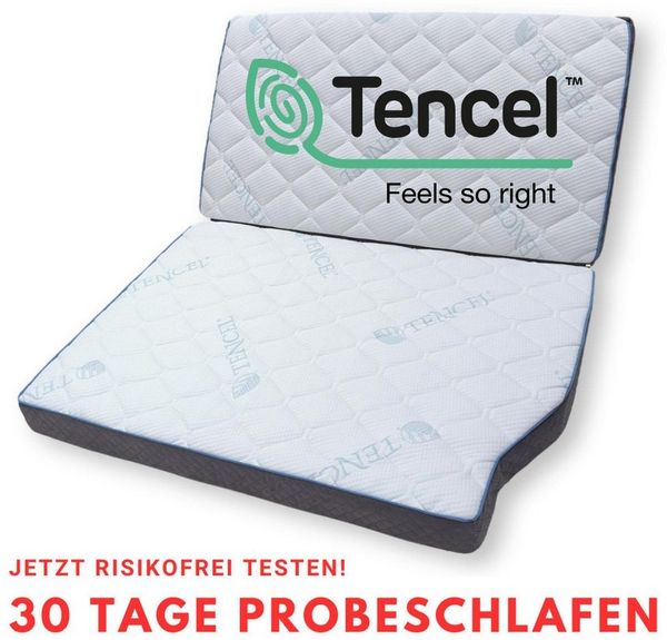 Klappmatratze für VW T5 T6 T6.1 California, 8x115x195 cm, MatratzenL.A.B®, 8 cm hoch, (Kaltschaum & Viscoschaum, Härtegrad H2 mittel), TENCEL™ Lyocell mit Velours Polsterstoff in Alcantara Optik