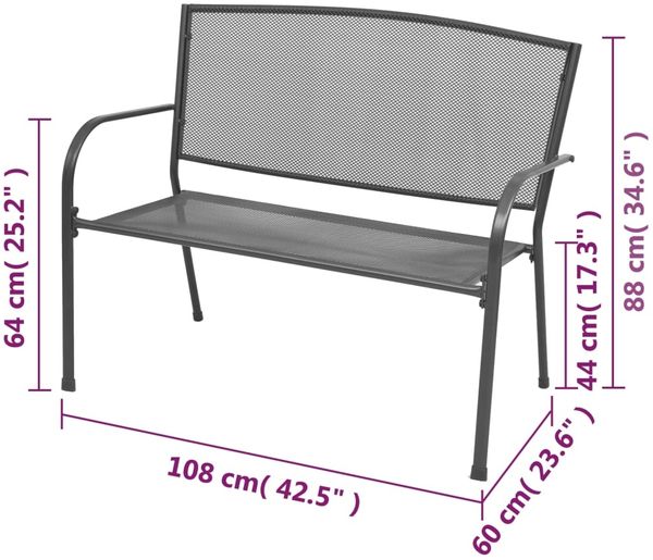 vidaXL Gartenbank 108 cm Stahl und Drahtgitter Anthrazit 42732 Bild 6