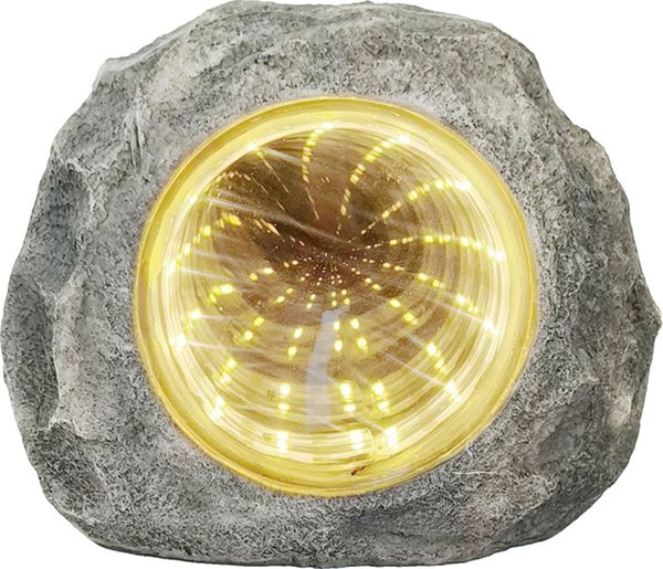 LED Solarleuchte Stein mit Dämmerungssensor grau-blau