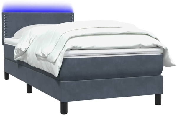 vidaXL Boxspringbett mit Matratze & LED Dunkelgrau 80x210 cm Samt 3316762 Bild 2