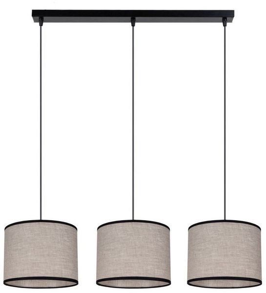Licht-Erlebnisse Pendelleuchte LADIUN, ohne Leuchtmittel, Metall Stoff E27 H: max. 85 cm Schwarz Beige 3-flammig länglich