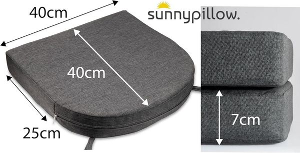sunnypillow Stuhlkissen 2er Set Stuhlkissen 40 x 40 cm, zylindrische Form, "HAVANA", Anthrazit
