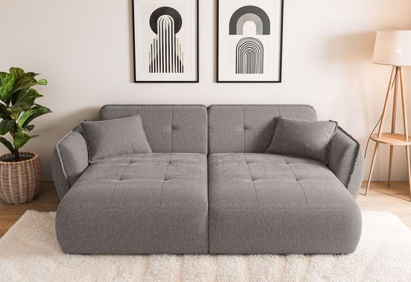 Home affaire Big-Sofa MIRELDA Design-Sofa mit Steppungen, extra tief, Breite 251 cm, elegant und bequem, enthält 2 Zierkissen, belastbar bis 480kg