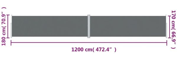 vidaXL Seitenmarkise Ausziehbar Anthrazit 180x1200 cm 318074 Bild 8