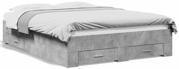 vidaXL Bettgestell mit Schubladen Betongrau 140x190 cm Holzwerkstoff 3280401