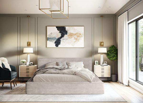 Polsterbett Doppelbett OMAHA 140x200cm Komplettset in Stoff Macau Sand