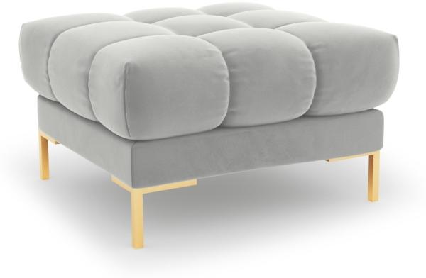 Micadoni Hocker Mamaia 1-Sitzer Samt Bluvel Silber goldene Beine