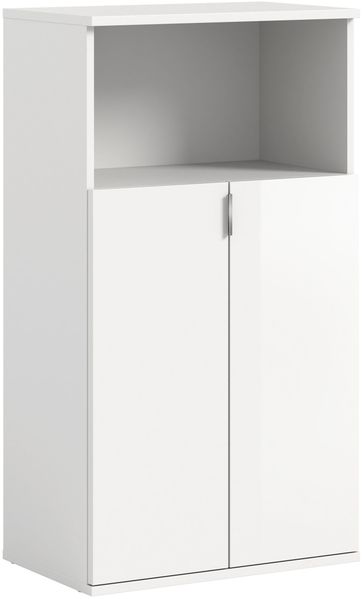 Schuhkommode Weiß Hochglanz, 60x110x37 cm, Platz für 12 Paar Schuhe