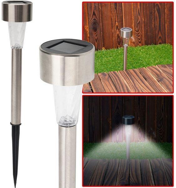 Casativo LED Solarleuchte Mini-LED Solarleuchten, Edelstahl-Erdspieß IP44 für Garten 16/32 St, LED fest integriert, bis zu 8h Licht/Dämmerungssensor/Ø x H: je 4,6 × 31,2 cm
