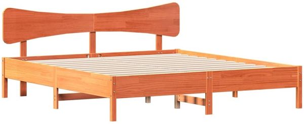 vidaXL Massivholzbett ohne Matratze Wachsbraun 180x200 Kiefernholz 3328225 Bild 3