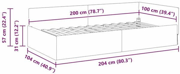 vidaXL Eckbettgestell mit Kopfteil Schwarz 100 cm x 200 cm Samt 42016096 Bild 11