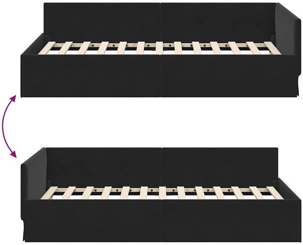 vidaXL Eckbettgestell mit Kopfteil Schwarz 100 cm x 200 cm Samt 42016096 Bild 9