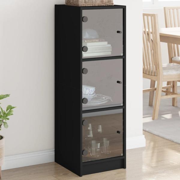 vidaXL Highboard mit Glastüren Schwarz 35x37x109 cm 836386