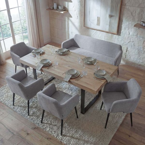 MCW Essgruppe MCW-L13-Set-4, (Set, 5er), Hohe Stoffqualität, Schraubfüße zum Ausgleichen von Bodenunebenheiten