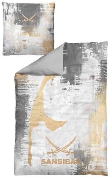 Sansibar Sylt Bettwäsche Bettwäsche SANSIBAR Satin BL 135x200 cm grau Bettbezug Bettzeug