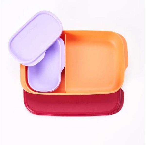 TUPPERWARE Vorratsdose Tupperware Eco+ Snackbox orange/lila/rot
