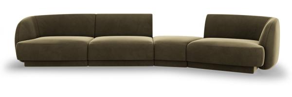 Micadoni Modulares Sofa Miley 4-Sitzer Rechts Samtstoff Bluvel Grün