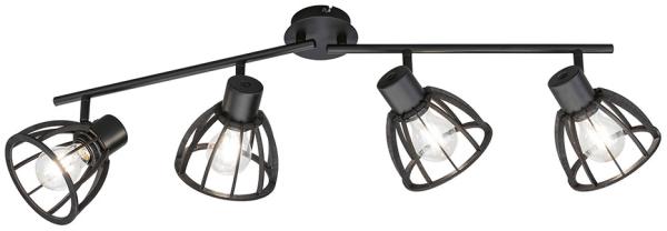 Deckenlampe, Metall schwarz, 4-flammig, Spots verstellbar