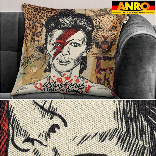Kisska Dekokissen Kissenhülle mit oder ohne Füllung Designer Kissenbezug Zierkissen, Kissenhülle in 40x40 cm David Bowie ohne Füllung aus Gobelin PopArt