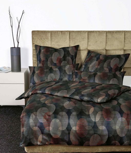 Janine Carmen Mako Jersey Bettwäsche 155x220 Punkte Retro schwarz sand 55073-6