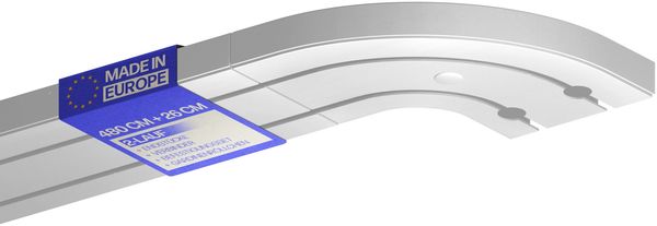 Bestlivings Gardinenschiene ( Weiß ) 480cm (4x120cm) 2-läufig + 2er Set Rundbogen