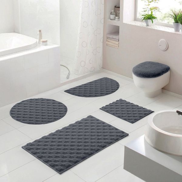 OTTO home Badematte Naala, Badvorleger, Badezimmer Teppich, sehr weich, Höhe 20 mm, rutschhemmend beschichtet, fußbodenheizungsgeeignet, schnell trocknend, Polyester, rechteckig, Karo-Muster, auch als 2-teiliges Set erhältlich, Made in Europe